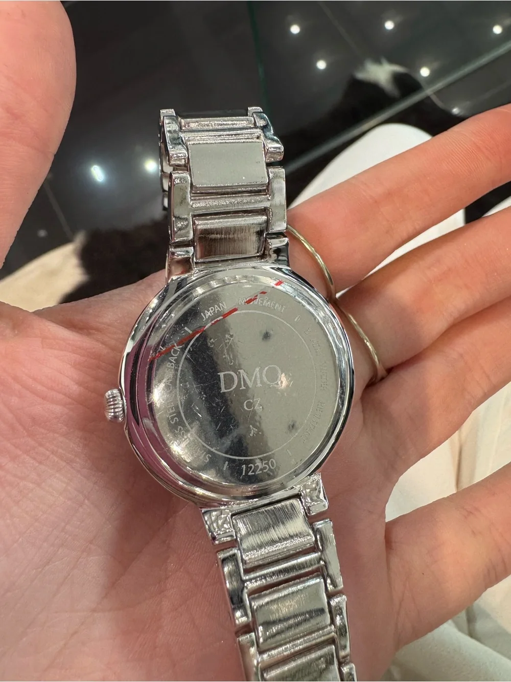 New DMQ CZ Women's 35mm Silver-Tone Crystal Dress Watch